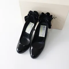 美品 ピッピシック PIPPICHIC バックリボン&ラッフル ヒールパンプス 36/23cm パテントブラック┃ヒール8cm プレーントゥ【2400014704976】