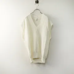 美品 2025SS スピック＆スパン Spick & Span ペーパーヤーンルーズニットベスト＼ホワイト 和紙 Vネック【2400014779653】