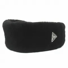 美品 プラダ PRADA ファー ヘッドバンド ヘアバンド カチューシャ ヘアアクセサリー トライアングルロゴ 三角ロゴ 近年モデル 1IH031 黒 ブラック レディース メンズ ユニセックス