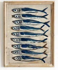 【ファブリックポスター】秋刀魚サーディン　キャンパスアート　ヴィンテージ　レトロ