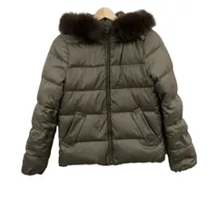ユナイテッドアローズ グリーンレーベル ダウンジャケット サイズ38 M レディース - グレーベージュ 長袖/フォックス/ファー着脱可/冬