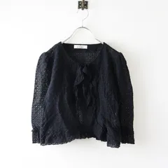 ギャラリービスコンティ GALLERYVISCONTI コットン 透かしレースフリルボレロカーディガン 2 ブラック┃黒 ブラウス【2400014705027】