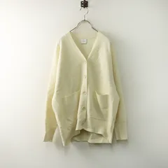 美品 2024AW スピック＆スパン Spick & Span ダブルジャガード ビッグカーディガン＼オフホワイト ウール Vネック ニット【2400014779646】