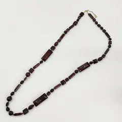 23区 スクエア ビーズ  ロング ネックレス ブラウン レディース 23区【中古】6-0110G∞