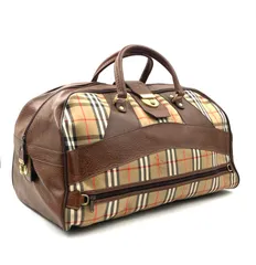 Burberry  バーバリー　ノバチェック×シャドーホース　大型ボストンバッグ　旅行カバン　大容量　キャンバス×レザー ベージュ×ブラウン　ゴールド金具　キーホック※鍵なし　小旅行　出張　ユニセックス　レディース　メンズ　ラグジュアリー　高級