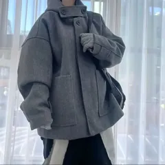 オーバーサイズ ウール フード コート