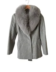   Pinky&Dianne ピンキーアンドダイアン　コート　ファー　ベルト付き　レディース　グレー　サイズ36【ZK83】