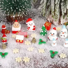 CINECE クリスマス 置物 オブジェ ミニ 飾り 28PCS 樹脂3D christmas クリスマスツリー 雪だるま サンタクロース DIY 小物 プレゼント かわいい 0