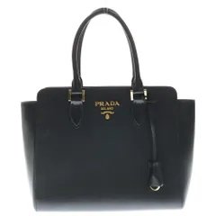 PRADA (プラダ) サフィアーノ ハンドバッグ トートバッグ ブラック レザー 1BA113 ゴールド金具