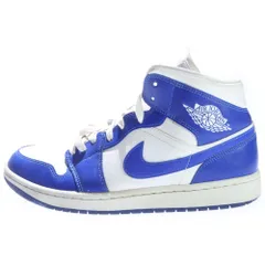 NIKE (ナイキ) WMNS AIR JORDAN 1 MID KENTUCKY BLUE ウィメンズ エアジョーダン1 ケンタッキーブルー ミッドカットスニーカー ホワイト/ブルー US11.5/27.5cm BQ6472-104
