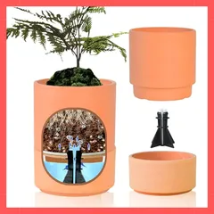 ★注目商品★Green Ship 植木鉢 底部自動給水プランター 3号 白のセット 樹脂プラスチ&ストーン 陶器な質感 丈夫且軽量 おしゃれ 塊根植物対応可 (テラコッタ) 1