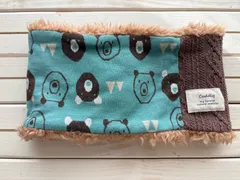 ＊ハンドメイド＊くまクマ熊 ターコイズ kidsネックウォーマー  マフラースヌード