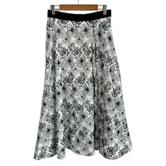 NEMIKA/NEMIKA by Leilian(ネミカ) ロングスカート サイズ1 S レディース美品  白×黒 ウエストゴム/花柄/刺繍