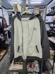 バイカラーフーディー ジップアップ グレー