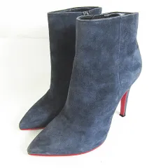 ダイアナ DIANA スウェード ショートブーツ ブーティー ピンヒール ポインテッドトゥ 23 ネイビー kz11979