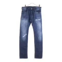DIESEL (ディーゼル) THAVAR SP-NE ダメージ加工 ウエストドローコード ストレッチ スキニーデニムパンツ インディゴ 0678S