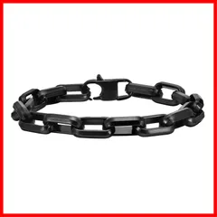 ブラック シルバー グレー ゴールド 21cm シンプルデザイン カジュアル スクエアリンク ステンレス メンズ フォーマル ブレスレット [Rockyu]