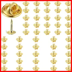 バタフライクラッチ 留め具 ピンバッジ 蝶タック ピンズ ラペルピン DIY ピンバッジ金具と針セット ハンドメイド バッジとネクタイ用 50セット ゴールデン