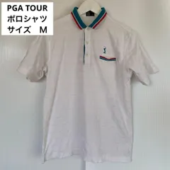 PGA TOUR　ポロシャツ　半袖　M　白　やや難　ツーポイント　胸ポケット