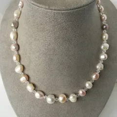 淡水本真珠★スワロスキー★パールネックレス★ハンドメイド★ファッション★デザイン★ネックレス