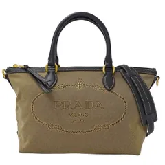 プラダ PRADA バッグ レディース ブランド トートバッグ ハンドバッグ ショルダーバッグ 2way ロゴジャガード キャンバス ベージュ ブラック おしゃれ 【中古】