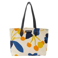 ミュウミュウ MIUMIU バッグ レディース ブランド トートバッグ キャンバス オレンジ マルチカラー 手さげ 大きめ おしゃれ 可愛い 普段使い おでかけ 【中古】