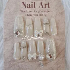 ネイルチップ　現品　フレンチガーリー　ちゅるん　ニュアンス　バレエコア　ワンホン　韓国　メンカラ　推しネイル　y2k  夢かわ　ツイード　バレエコア白　アイボリー　ブライダル