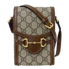 グッチ GUCCI バッグ レディース ブランド ショルダーバッグ GGスプリーム ホースビット 1955 ミニバッグ ベージュ ブラウン 625615 ショルダーポーチ 小さめ おしゃれ 斜め掛け 【中古】