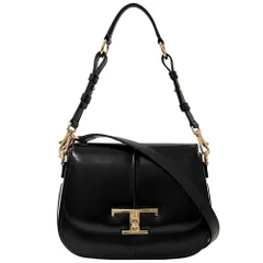 トッズ TOD’S バッグ レディース ブランド Tタイムレス ハンドバッグ ショルダーバッグ 2way レザー ブラック ゴールド ターンロック 斜め掛け 肩掛け 美品 【中古】