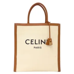 セリーヌ CELINE バッグ レディース ブランド トートバッグ キャンバス バーティカルカバ ラージ ブラウン アイボリー 手さげ 大きめ おしゃれ 通勤 上品 大人 【中古】