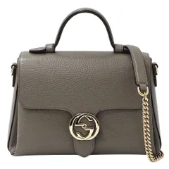 グッチ GUCCI バッグ レディース ブランド ハンドバッグ ショルダーバッグ 2way インターロッキングG レザー グレー 510302 チェーンショルダー 斜め掛け おしゃれ 【中古】