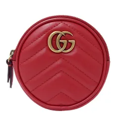 グッチ GUCCI 財布 レディース ブランド コインケース レザー GGマーモント レッド 575160 ラウンドファスナー 小物入れ 小銭入れ おしゃれ 可愛い ハート 【中古】