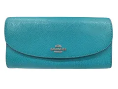 COACH (コーチ) クロスグレイン 長財布 二つ折り 小銭入れ レザー F54009 ターコイズブルー レディース/043