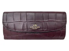 COACH (コーチ) クロコ 型押し レザー 長財布 二つ折り 小銭入れ F57217 ブラウン レディース/043