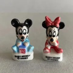 ベビーミッキー＆ベビーミニーのフェーブ／ディズニー／赤ちゃん／フランス雑貨／陶器ミニチュア／ブロカント／ヴィンテージ／蚤の市／幸運の小さな陶器