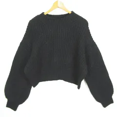 アースミュージック&エコロジー EARTH MUSIC & ECOLOGY ニット セーター 長袖 ストレッチ 毛 F ブラック kz10662