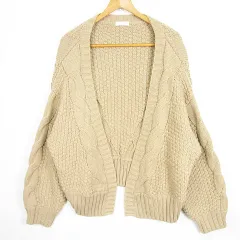 アースミュージック&エコロジー EARTH MUSIC & ECOLOGY ニット カーディガン 長袖 ケーブル編み F ベージュ kz10666