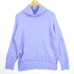 サマンサモスモス SM2 blue ニット セーター 長袖 タートルネック ストレッチ 毛 フリー パープル kz10670