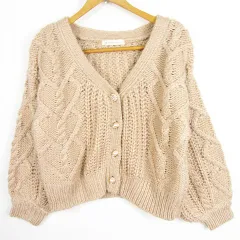 マジェスティックレゴン MAJESTIC LEGON ニット カーディガン 長袖 ローゲージ M ピンク kz10673