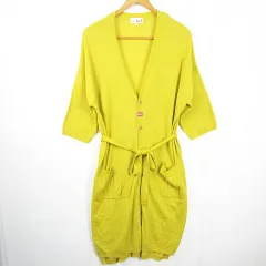 チチカカ titicaca ニット カーディガン 長袖 ロング丈 ベルト付き F マスタード kz10748