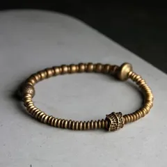 SGYP248  真鍮ビーズブレスレット｜時を纏う、静かな手仕事 ― ユニセックス・ヴィンテージ仕上げ・ハンドメイド ―   数量限定 一点もの ハンドメイド 手作り プレゼント おしゃれ 誕生日 ギフトにもおすすめ レトロデザイン