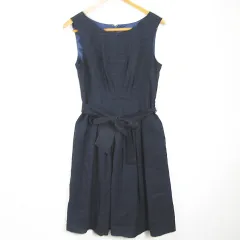 エニィファム anyFam ノースリーブ ワンピース 膝下丈 レーヨン 2 ネイビー ボーダー kz10973