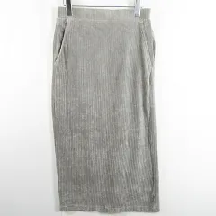 アースミュージック&エコロジー EARTH MUSIC & ECOLOGY コーデュロイ ロング スカート ストレッチ 綿 L グレー kz11027
