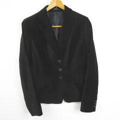 コムサイズム COMME CA ISM ベロア テーラード ジャケット 綿 L ブラック kz11051