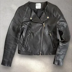 【美品】ユナイテッドトウキョウ　ラムレザーセミダブルライダースジャケット　本革　日本製　ブラック　黒　レディース　サイズ1