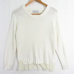 ビーミングバイビームス B:MING LIFE STORE by BEAMS ニット セーター 長袖 綿 アイボリー レース kz11098