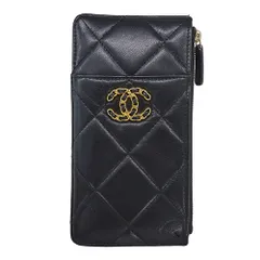 シャネル CHANEL フラグメントケース CHANEL19 レディース ブランド ポーチ 財布 ラムスキン ブラック ゴールド金具 ココマーク チェーン【中古】