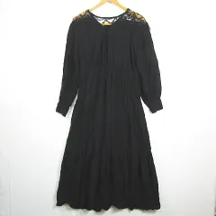 アズールバイマウジー AZUL by moussy ワンピース 長袖 ロング丈 レーヨン S ブラック レース kz11179