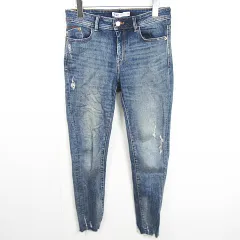 ザラ ZARA デニム パンツ ジーンズ スキニー カットオフ ストレッチ 38 ブルー ダメージ加工 8228/227 kz11218