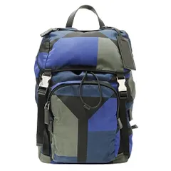 プラダ PRADA バッグ レディース メンズ ブランド リュック ナイロン ブルー ブラック 2VZ135 バックパック 大容量 大きめ おしゃれ おでかけ 旅行 【中古】